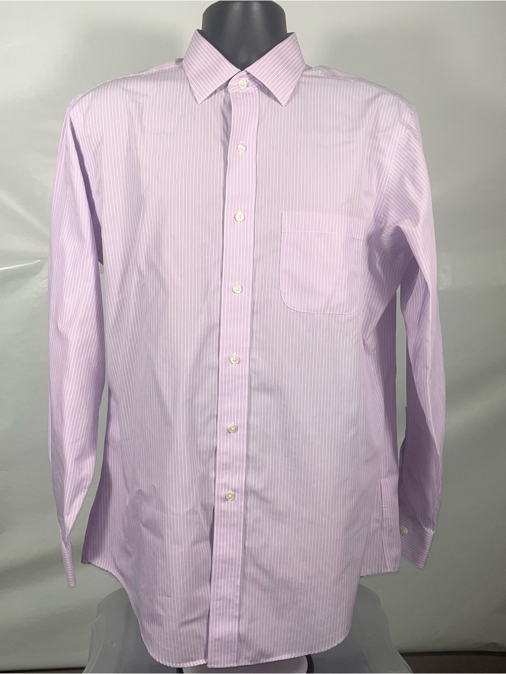 Brooks Brother Men Dress Shirt 16-34 Long Sleeve Purple Pin Stripe Formal Casual